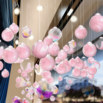 New year transparent ball shop decorations opening window decoration kindergarten hanging decoration creative hollow plastic round ball
