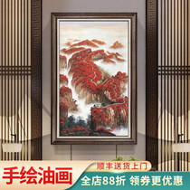 Great Wall scenery pure hand-painted oil painting Chinese porch aisle office study Wanshan red gift hanging painting