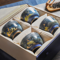 Chengyi silver sterling silver teacup star deer silver cup set hand-painted porcelain silver cup set Kung Fu Tea Bowl