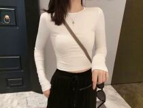 ADO long sleeve T-shirt women short tight white spring and autumn T-shirt thin navel jacket spring 2020 new summer