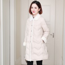 zqqz new whole mink mink fur collar fur goose down jacket women long temperament big brand thin coat 1688