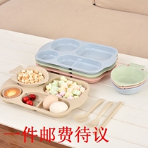 Wheat fun straw creative student dinner plate Children kindergarten fish bowl Environmental protection tableware set gift customization