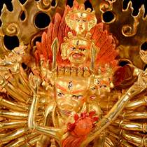 Buddha margin Hui pure copper Great Weide Buddha statue Tibetan Buddhism 10 inch full gilt double body lotus base home