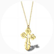 European and American hollow stainless steel accessories Orthodox cross necklace titanium steel anti-fading 18K male gold female choker