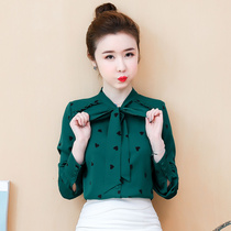 Autumn 2021 new fashion temperament floral chiffon shirt long sleeve top high-end shirt ladies foreign style small shirt