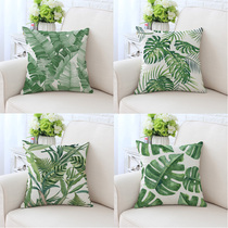 Watercolor green plants Nordic American pillow case car bedside pillow office sofa cushion floating window backrest