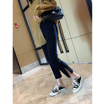 Pregnant women pants 2021 Autumn New wear split jeans nine straight pants spring and autumn thin belly pants tide