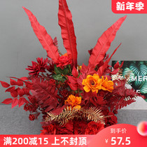 Wedding simulation flower Birds Nest leaf road lead potted flower champagne autumn wedding decoration floral Chinese wedding stage set