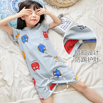 Shangbaomai summer thin baby pajamas Childrens nightgown Baby one-piece bathrobe night dress Baby pajamas short sleeve air conditioning