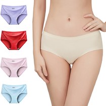 Womens underwear middle waist ice silk incognito womens solid color pants breathable sexy triangle cute style simple fashion pants