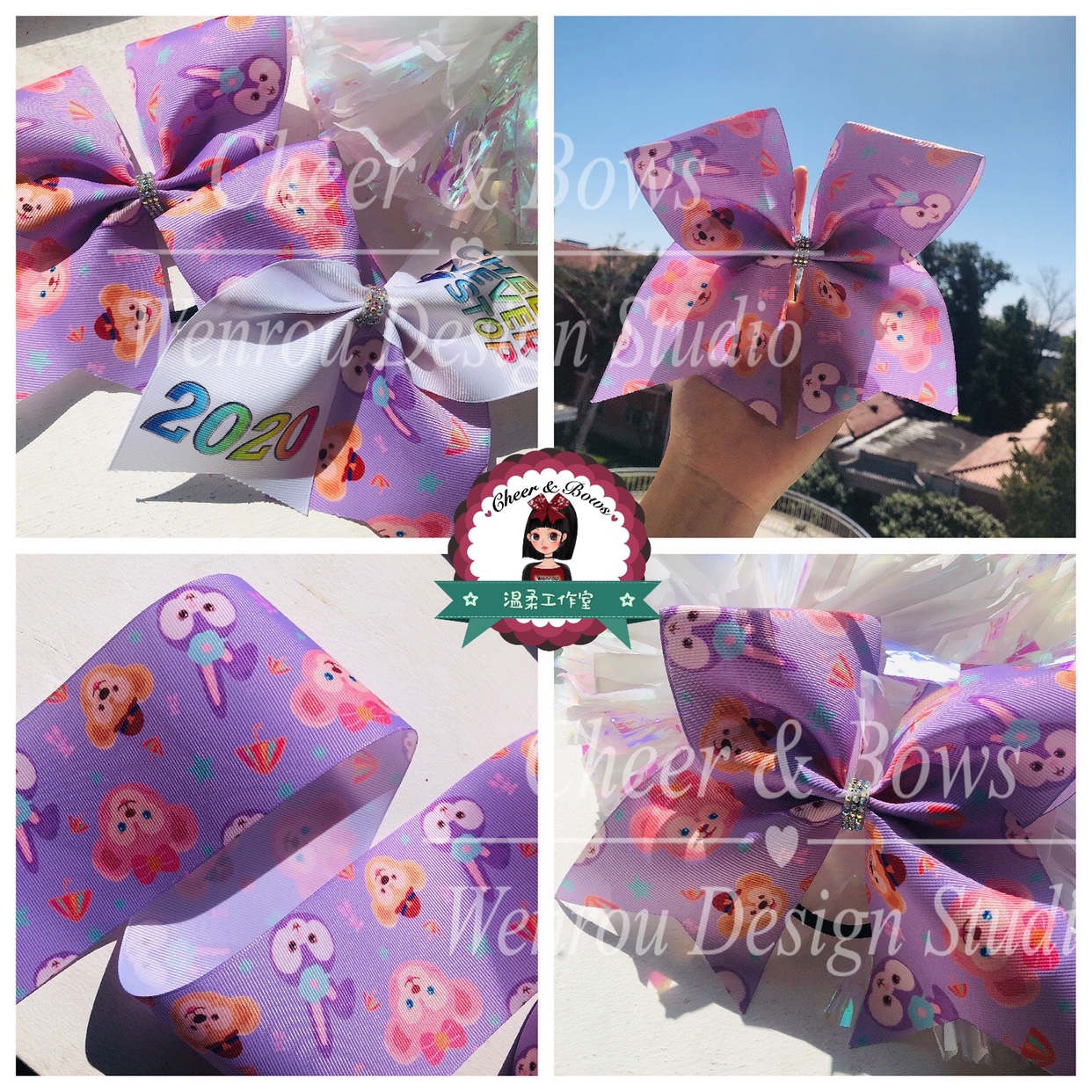 DIY (Cheerleading) head flower bow material cute purple Duffy style 75mm