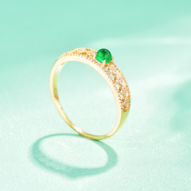 Mousse jewelery II Shop 18K gold inlaid Panjeşehir Mother green ring Diamond palace Diamonds Palace Wind Green Gem Ring