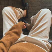 Zhou Mumu plus velvet jeans womens autumn and winter New High waist Korean version of loose wide leg pants small man pants belt belt