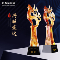 Glass trophy custom-made creative lettering Crystal zodiac dog Year event award commemorative award production