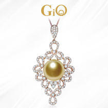 GiO jewelry Nanyang sea water Gold pearl pendant thick gold 18K rose gold natural diamond inlay luxury temperament