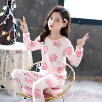 Girls underwear set Spring and Autumn cotton pajamas Home clothes Thin cartoon summer air conditioning clothes Loose childrens clothing