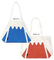TSM0487 Japan Fuji volcanic hot spring large capacity canvas shoulder bag blue Red Spot