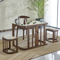 New Chinese tea table and chair combination Solid wood simple modern Zen Kung Fu tea several office balcony Household small tea table