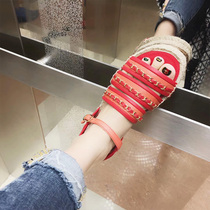 2021 New C home small fragrant wind sandals female summer flat base one pedal lazy straw Net red fisherman shoes