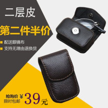 Leather handmade glasses box first layer cowhide retro glasses bag men and women portable myopia reading glasses cowhide bag holster
