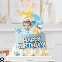 Childrens birthday cake decoration cute little girl little princess decoration baby birthday party windmill cartoon card