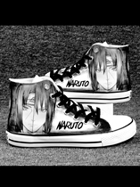 High-top hand-painted canvas shoes Naruto anime surrounding graffiti female male student Naruto Sasuke Ferret flat shoes