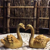 Boxwood carved swan ornament a pair of crafts solid wood living room home desk ornaments ornaments creative gifts