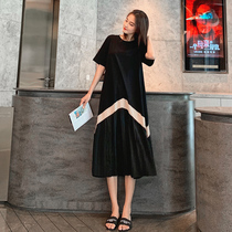 Pregnant women dress 2022 Summer long knee - loose cotton - cotton - air dress mom