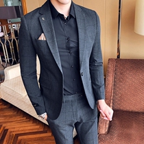 Suit Mens suit Korean version Business Leisure Body Trend Jacket Groom Wedding Gown two sets of mens Western clothes