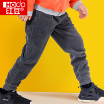 Red bean childrens fleece sweatpants thick warm pants boys autumn and winter bottoming can wear home single pants YS