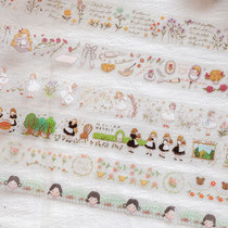Paper dyed PET town flower shop scotch tape waterproof cute ins Wind cartoon bear account diy decoration sticker
