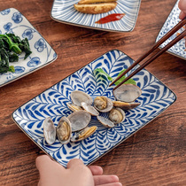 Meitao Japanese imported 8 0 inch rectangular dish plate dinner plate household underglaze color and style Japanese tableware