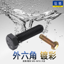 Plated hexagonal bolt Outer hexagonal screw GB30M6M8M10M12 screw 4 8 iron