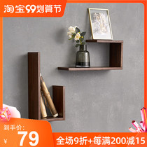 Solid wood wall shelf clapboard shelf living room decoration creative wall shelf