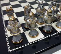 Chess Medieval Crusade Depression Gold and Silver Group 15 Glossy Black Board ornaments