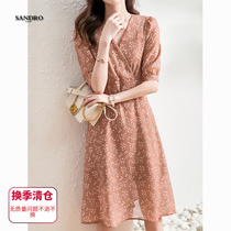 Japanese light luxury Morandi crushed flower mulberry silk dress new French silk healing line thin tea break skirt