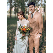 Light wedding dress 2021 new bridal toast welcome dress dress Brigade Tour Super fairy simple satin small tail go out yarn