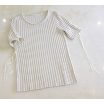 20 early spring new @ soft and delicate wool round neck knitted short sleeve T-shirt top air texture burst