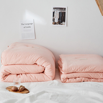 Nordic full cotton spring autumn quilt washed cotton thickened warm winter quilted by double 2 m student Dormitory Single Quilt quilt core