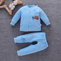 Baby clothes thin cotton clothes two-piece set autumn and winter cotton 0-3-6-9 months baby cardigan set warm spring