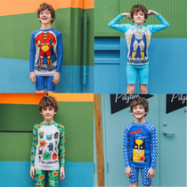 Blowind new childrens swimsuit Medium and large boy boys sunscreen quick-drying long-sleeved split hero holiday swimsuit