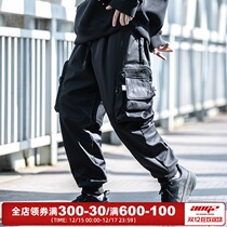 Xiaobingguo Chaochao brand winter New overalls mens loose multi-pocket hip hop tie pants Joker casual sports pants