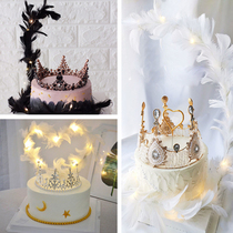 Beautiful multi-color variety net red little fairy angel feather cake decoration couple wedding birthday baking accessories