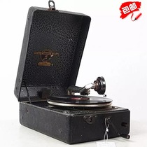 Nostalgic old hand-cranked phonograph Colombia pocket portable box-type second-hand vinyl record machine sound quality