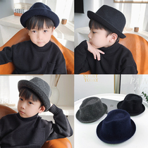 Childrens hat autumn winter new boy gift hat knit fur The jazz hat fashion foreign air mid-boy Han version hat