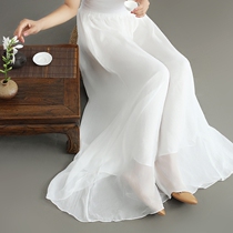 Chinese style women's fairy chiffon pants pendant feeling wide leg pants yoga pants Chinese clothing loose Joker bottoming casual pants