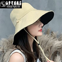Hat female spring and autumn Big Head around big edge cover folding travel lady travel leisure fashion face small black round