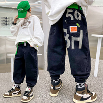 2022 autumn new childrens clothing boys jeans childrens foreign style black pants middle and big children handsome trousers spring and autumn