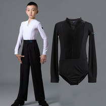 Boy Latin dance performance Costume Less Pediment Fashion New Long Sleeve V Collar National Standard Dance Tandem with a physical jacket