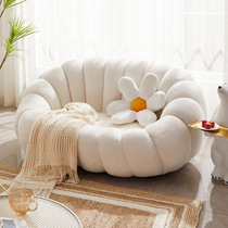 Lazy sofa small apartment type tatami cute pumpkin leisure reclining chair net red lamb velvet single double sofa